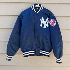 Vtg Starter Diamond Collection NY Yankees Satin Bomber Jacket Mens Medium( B36)